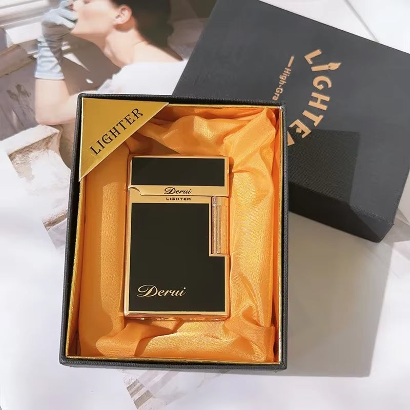 Derui Classic Metal Lighter - High-End Inflatable Open Flame Cigarette Lighter for Men