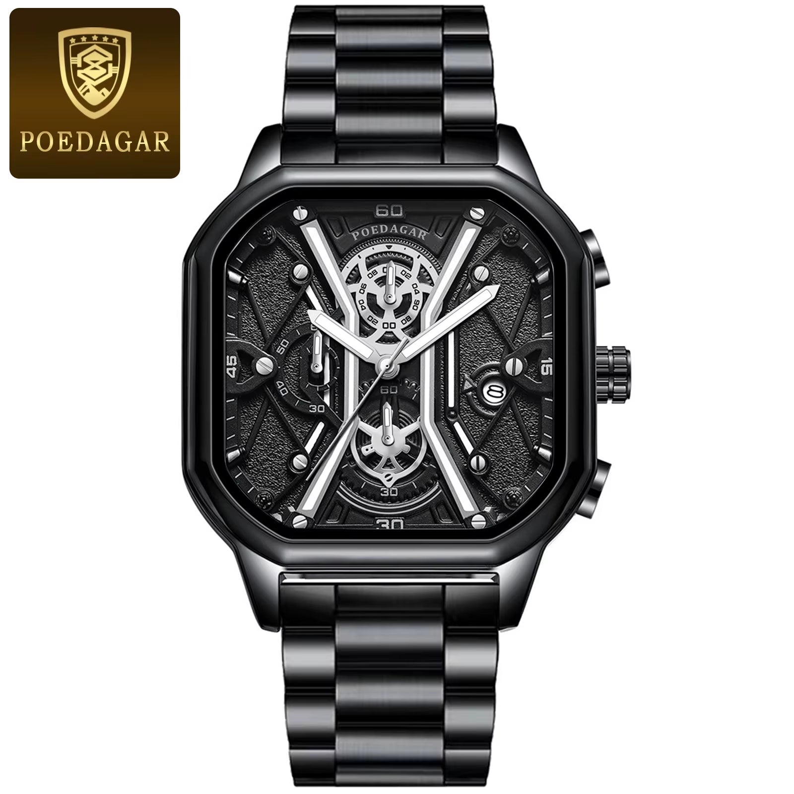 Fashion Men Wristwatches Luxury Chronograph Luminous Waterproof Date Man Watch Square Dial Leather Quartz Men'S Watches