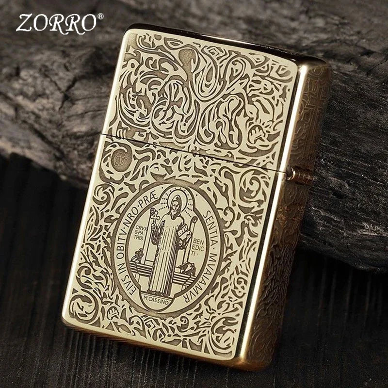 Zorro Retro High-End Brass Windproof Kerosene Lighter