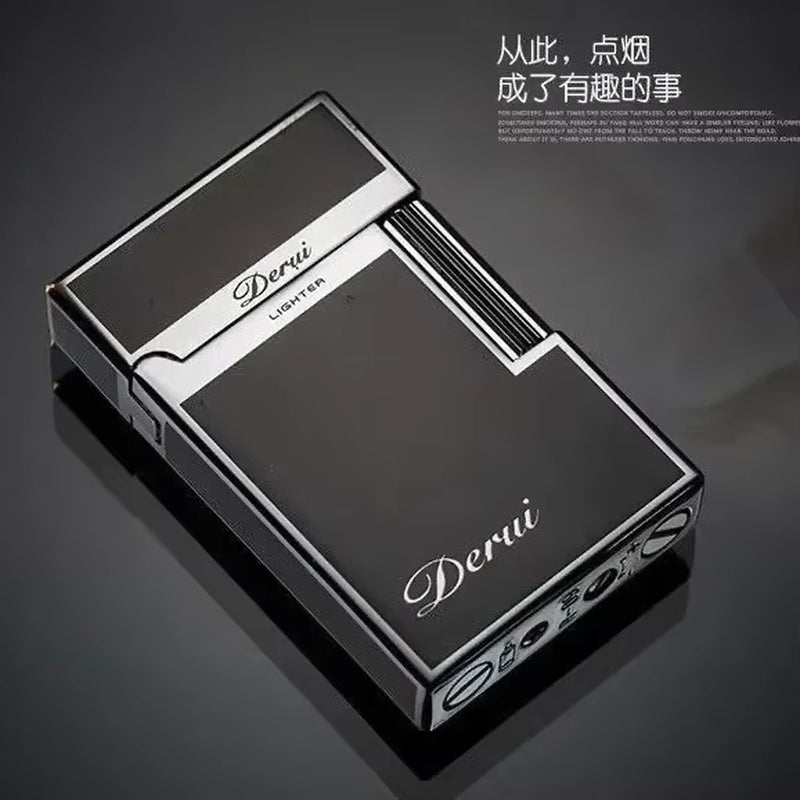 Derui Classic Metal Lighter - High-End Inflatable Open Flame Cigarette Lighter for Men