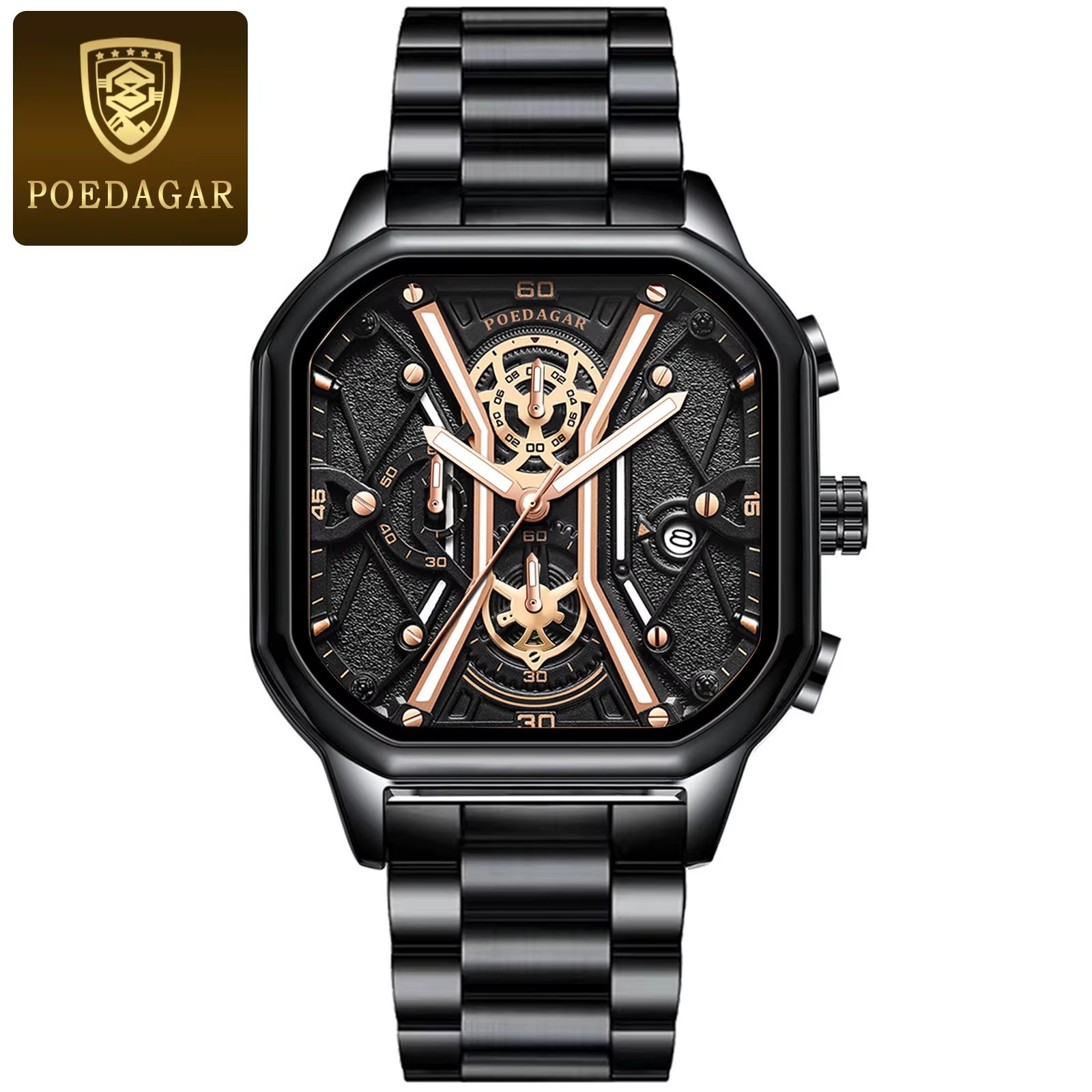 Fashion Men Wristwatches Luxury Chronograph Luminous Waterproof Date Man Watch Square Dial Leather Quartz Men'S Watches