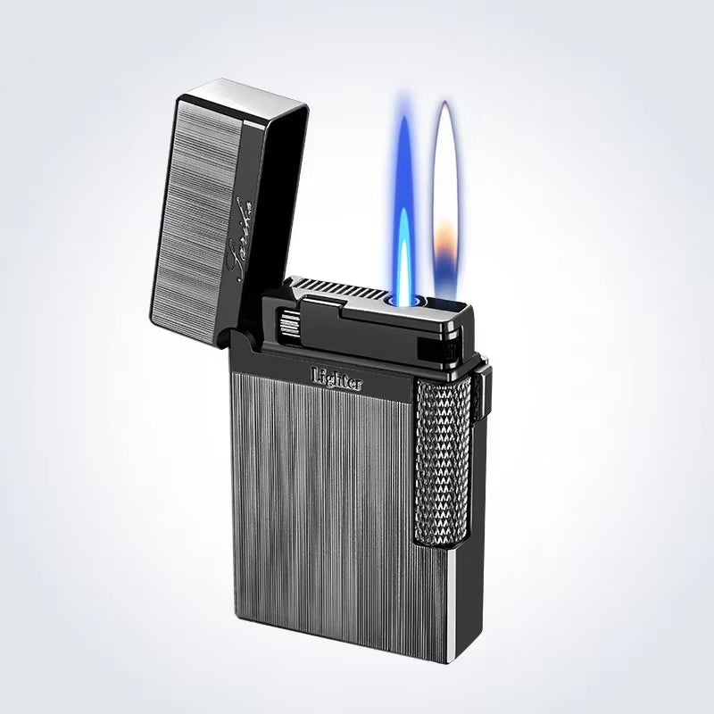 Premium Metal Windproof Jet Torch Lighter - Dual Flame Design for Cigars & Cigarettes - Ultimate Smoking Accessory for Men