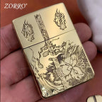 Zorro Retro High-End Brass Windproof Kerosene Lighter