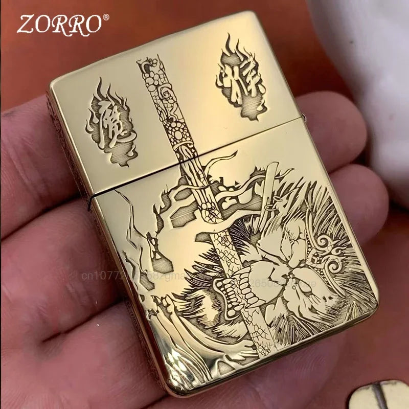 Zorro Retro High-End Brass Windproof Kerosene Lighter