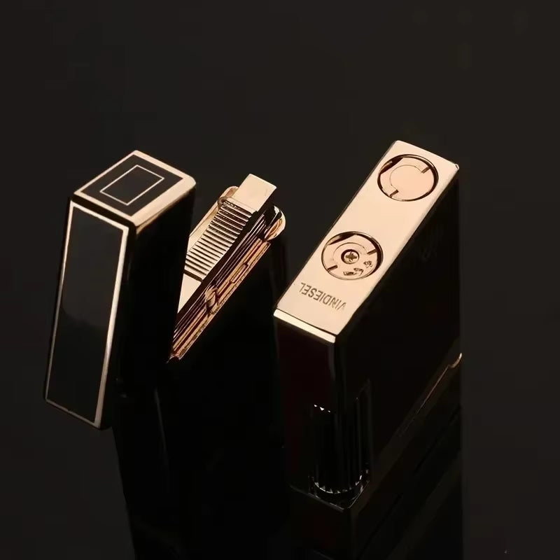 Derui Classic Metal Lighter - High-End Inflatable Open Flame Cigarette Lighter for Men