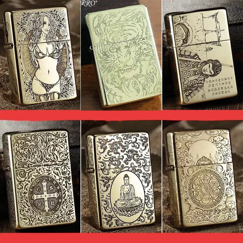 Zorro Retro High-End Brass Windproof Kerosene Lighter