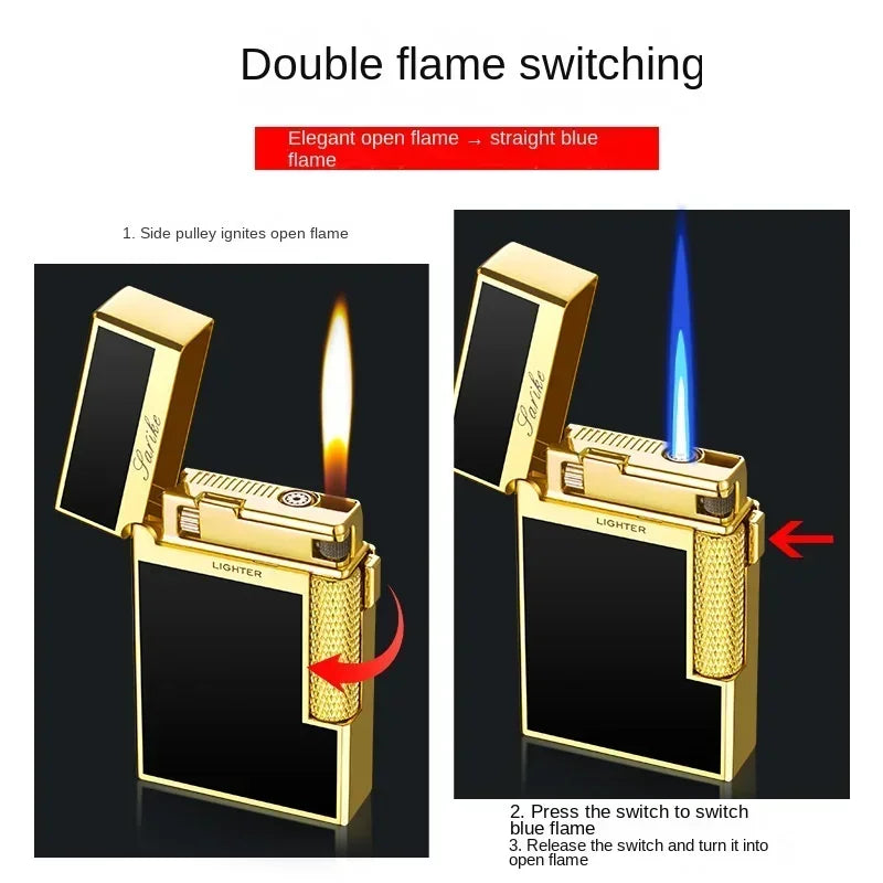 Metal Windproof Cigar Cigarette Lighter Jet Torch Gas Two Types Flames Unusual Lighters Smoking Accessory Butane Gadgets for Men
