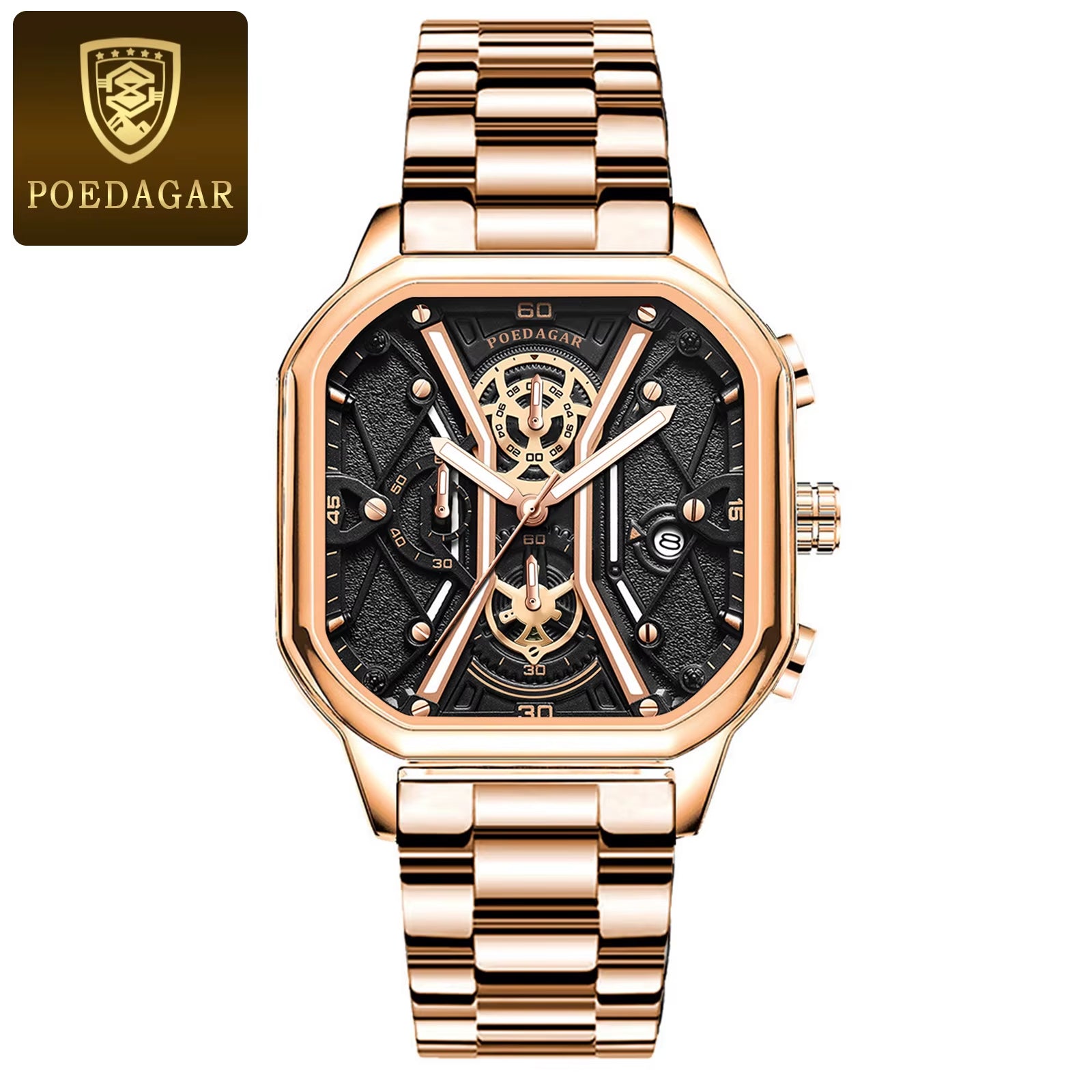Fashion Men Wristwatches Luxury Chronograph Luminous Waterproof Date Man Watch Square Dial Leather Quartz Men'S Watches