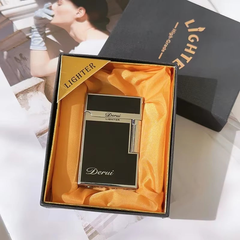 Derui Classic Metal Lighter - High-End Inflatable Open Flame Cigarette Lighter for Men