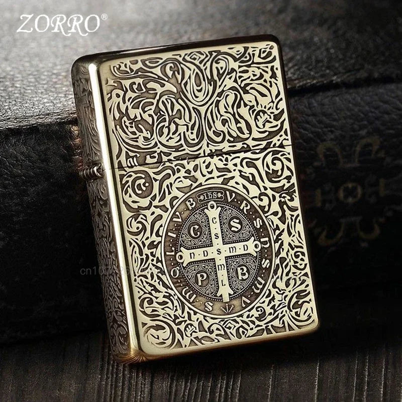 Zorro Retro High-End Brass Windproof Kerosene Lighter