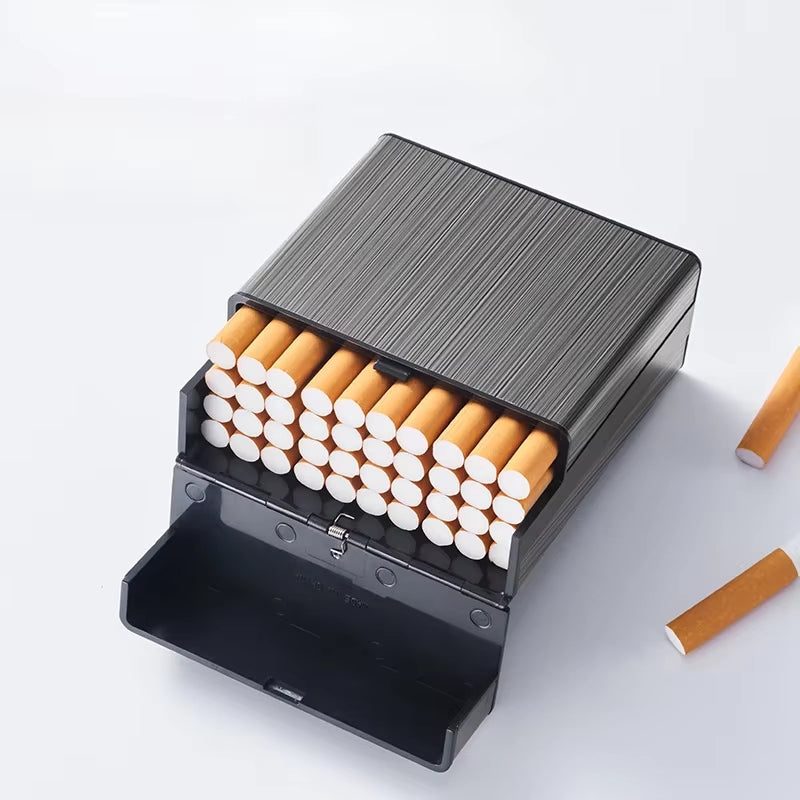 Large Capacity Cigarette Case Automatic Flip Cover Hold 40Pcs Cigarettes anti Pressure Portable Pocket Storage Box Smoking Tools