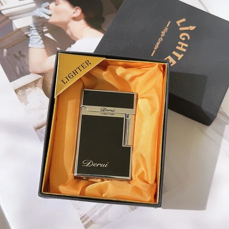 Derui Classic Loud Lighter Metal Inflatable Open Flame Side Slip Ignition Cigarette Lighter Smoking Accessories High-end Men's G