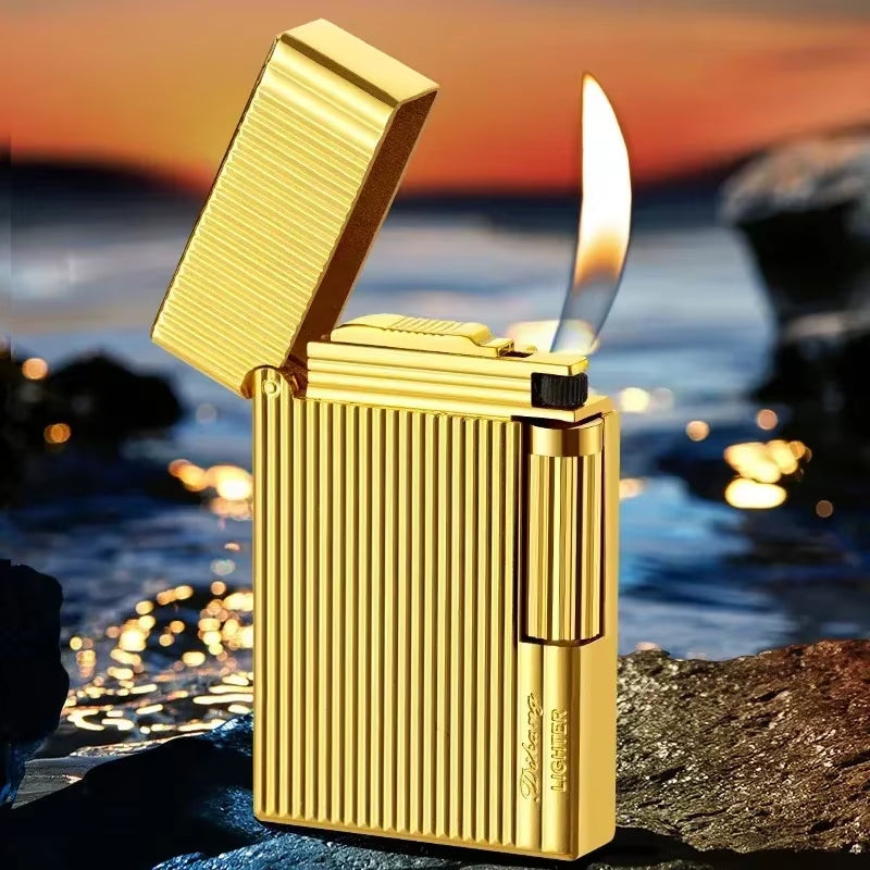 Premium Metal Double Flame Butane Lighter - Windproof Torch for Men, Perfect Smoking Accessory & Gift Idea