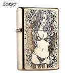 Zorro Retro High-End Brass Windproof Kerosene Lighter