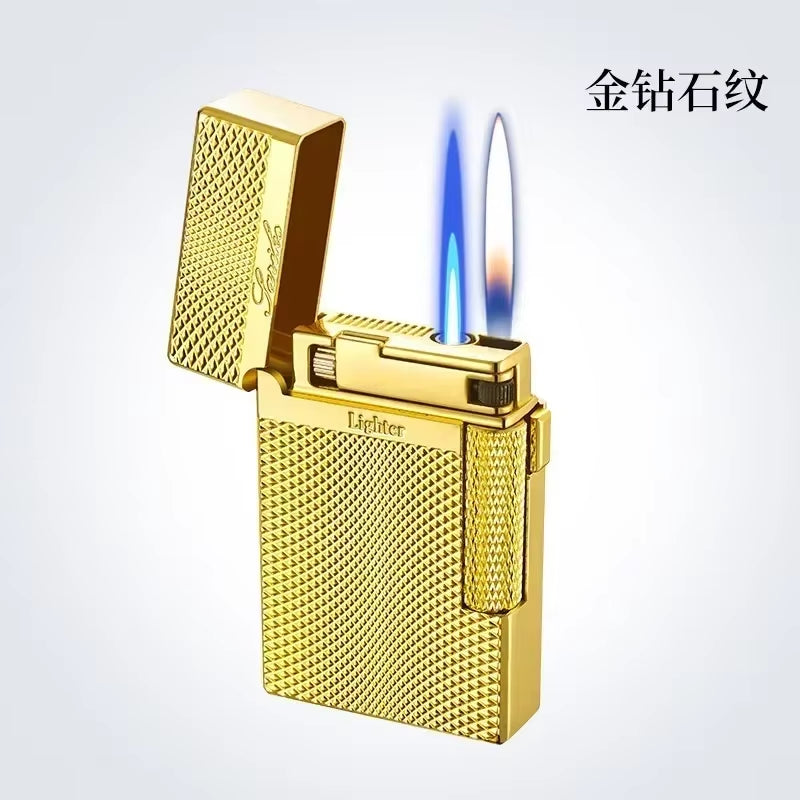 Premium Metal Double Flame Butane Lighter - Windproof Torch for Men, Perfect Smoking Accessory & Gift Idea
