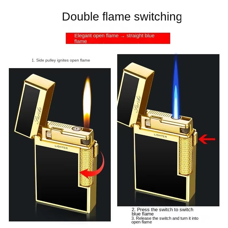 Premium Metal Windproof Jet Torch Lighter - Dual Flame Design for Cigars & Cigarettes - Ultimate Smoking Accessory for Men