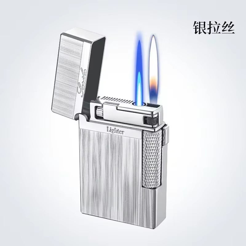 Premium Metal Double Flame Butane Lighter - Windproof Torch for Men, Perfect Smoking Accessory & Gift Idea