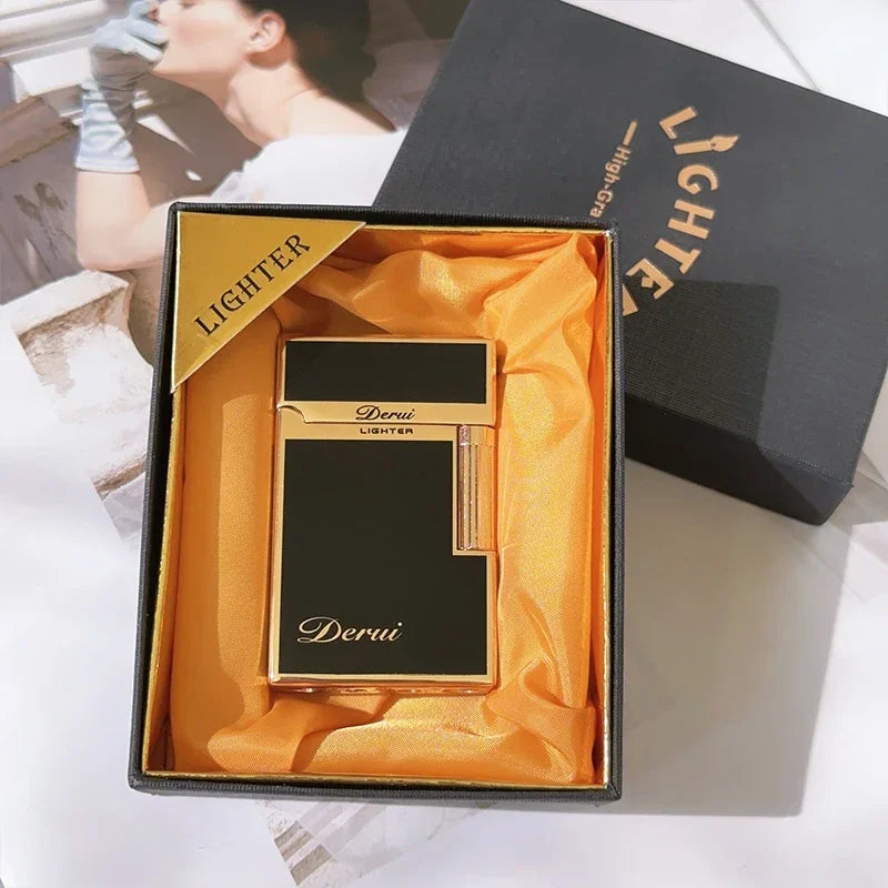 Derui Classic Loud Lighter Metal Inflatable Open Flame Side Slip Ignition Cigarette Lighter Smoking Accessories High-end Men's G