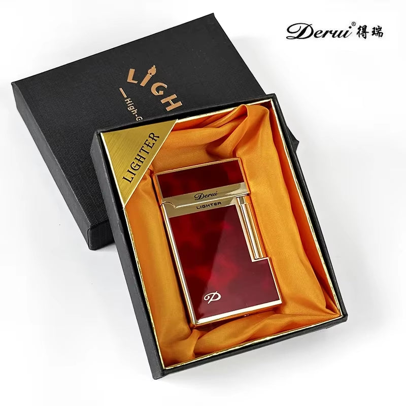 Derui Classic Metal Lighter - High-End Inflatable Open Flame Cigarette Lighter for Men
