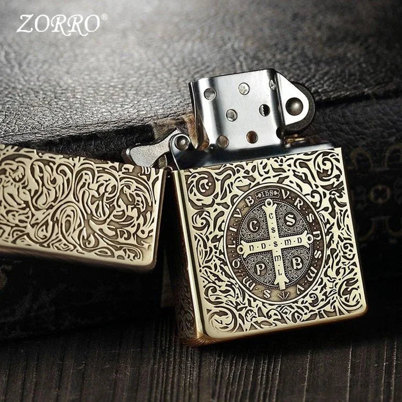 Zorro Retro High-End Brass Windproof Kerosene Lighter
